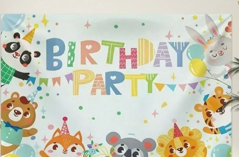 Birthday Party 動物背景布